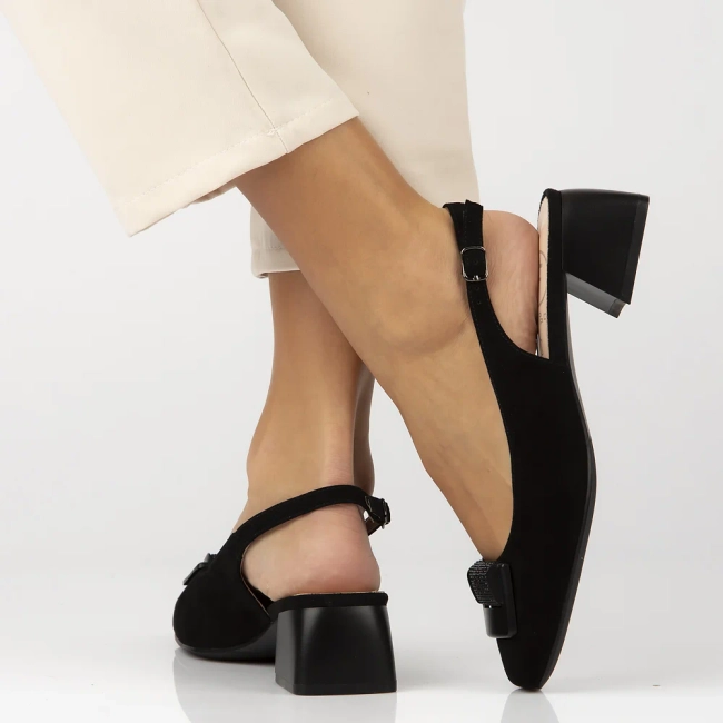 Skórzane czółenka Filippo DP6945/25 BK SU czarne