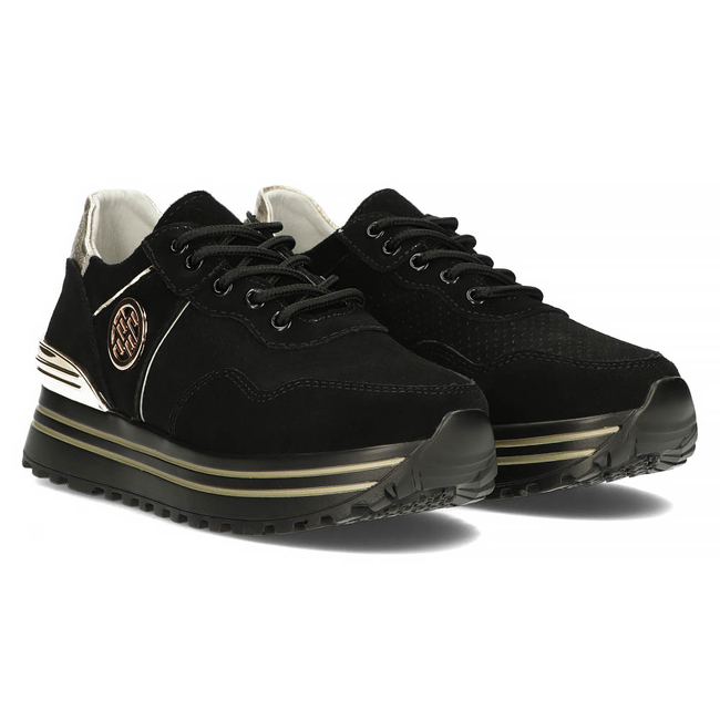 Skórzane Sneakersy Filippo DP3538/22 BK GO czarne