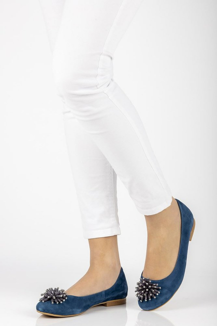 Zamszowe baleriny Alexio Giorgio 060 niebieskie