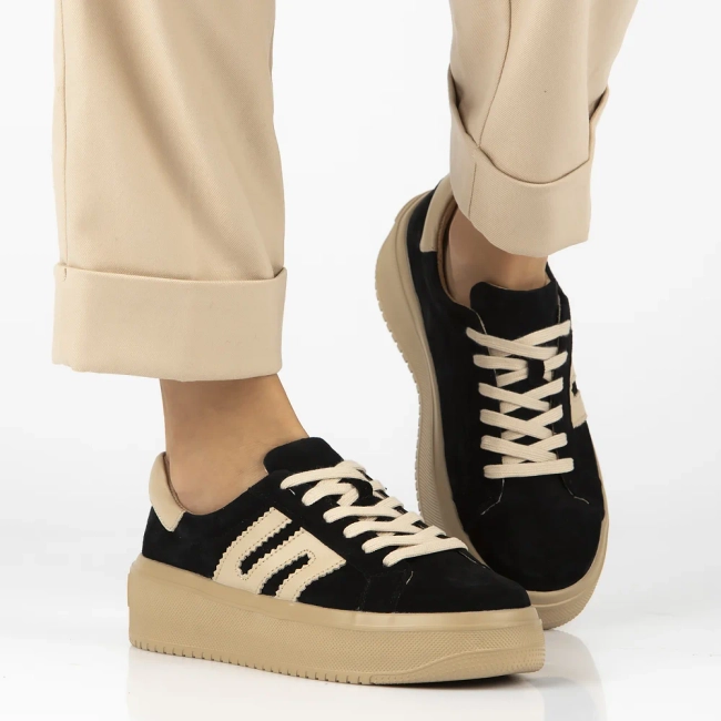 Leather sneakers Filippo DP7173/25 BK black