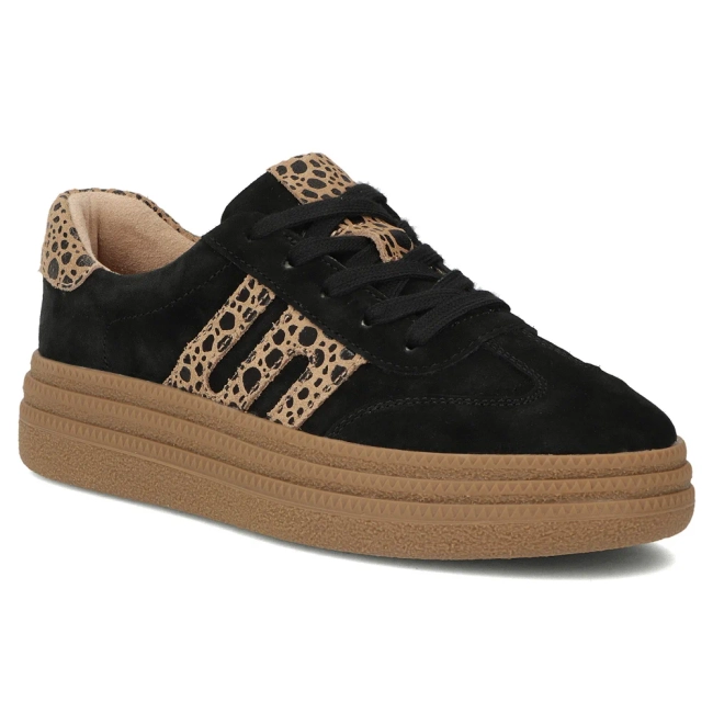 Skórzane sneakersy Filippo DP7114/25 BK LEO czarne