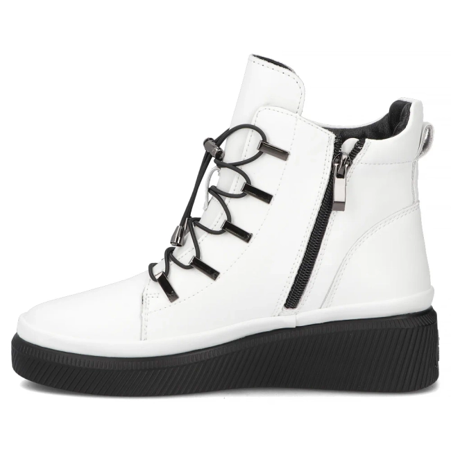 Skórzane botki na platformie Filippo DBT7416/25 WH  białe