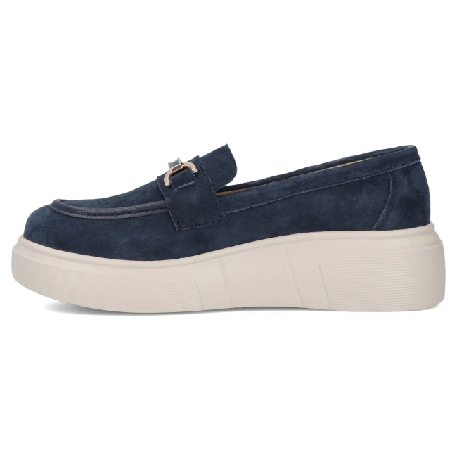 Skórzane półbuty na platformie Filippo DP6809/25 NV granatowe