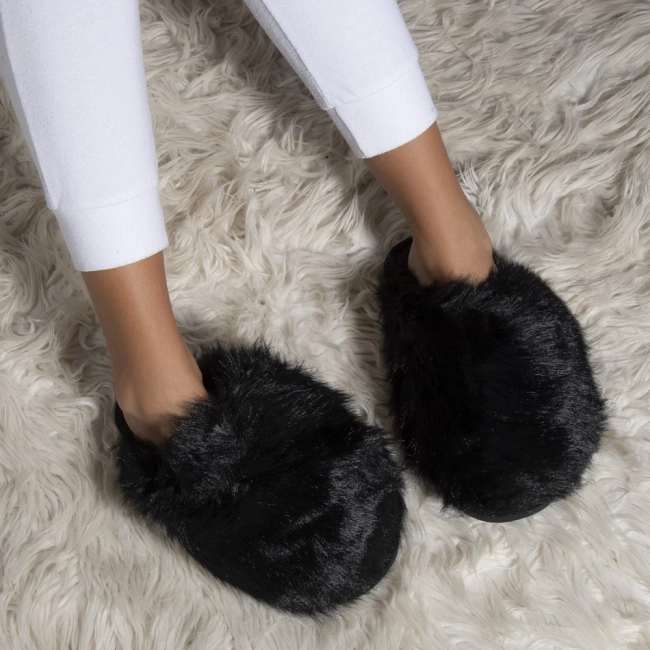 Fur slippers Filippo DK7475/25 BK black