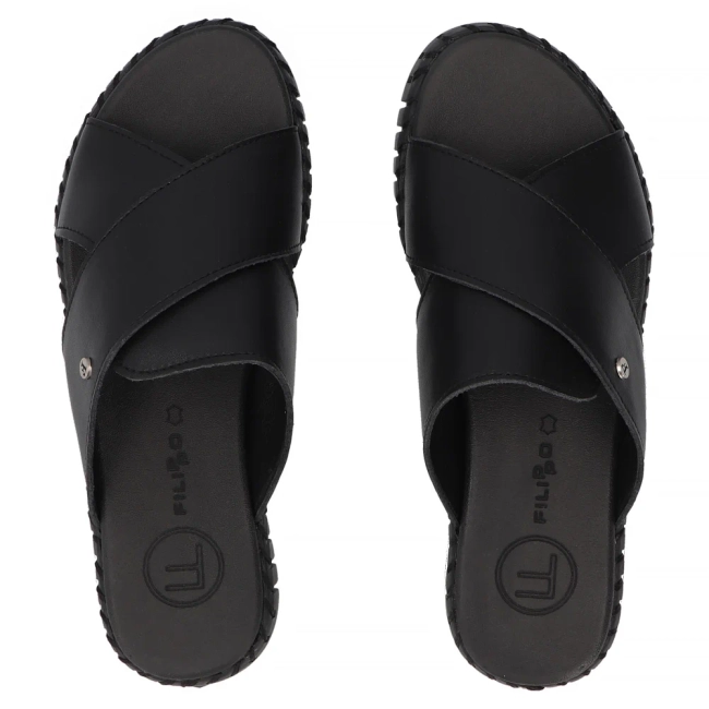 Leather flip-flops Filippo DK7626/26 BK black