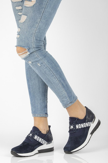 Leather sneakers Filippo DP1388/21 NV navy blue