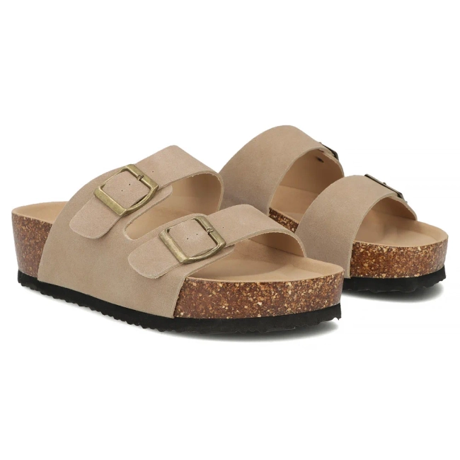 Skórzane klapki Filippo DK7885/26 TP taupe
