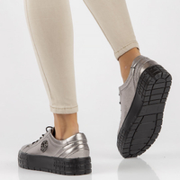 Leather sneakers FILIPPO DP3528/22 GN gun metal