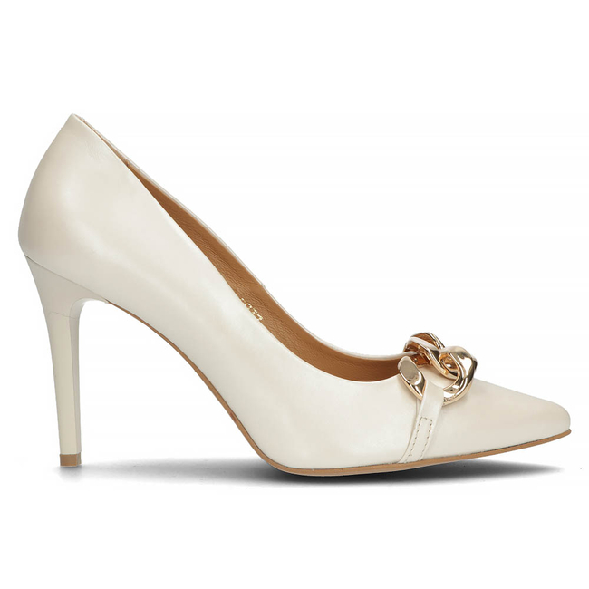 Skórzane czółenka Filippo 2077 perła beż