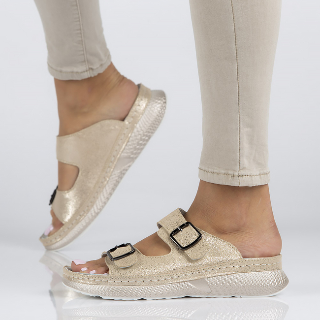 Skórzane klapki Filippo DK3516/22 GO złote