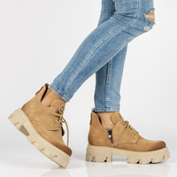 Skórzane trzewiki Filippo 30056 beżowy welur