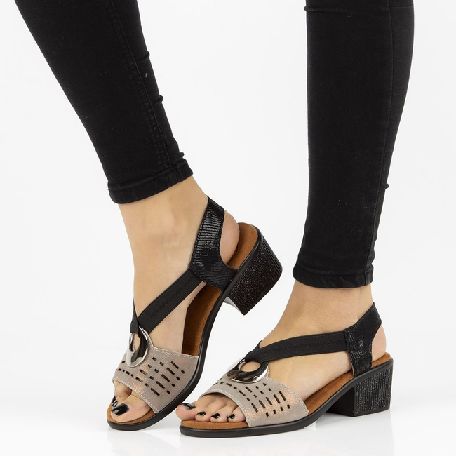 Leather sandals Filippo DS2308/21 BK GO black and gold