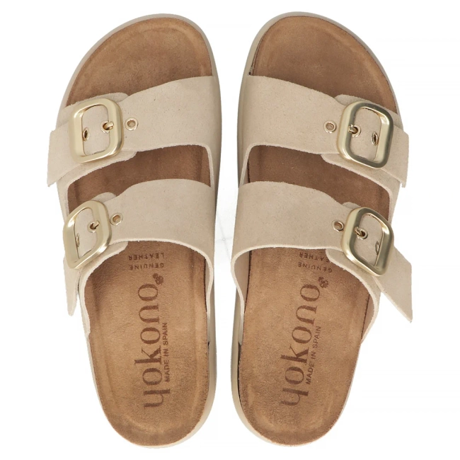 Leather slippers Yokono TUNEZ-130 SERRAJE CRUDO beige