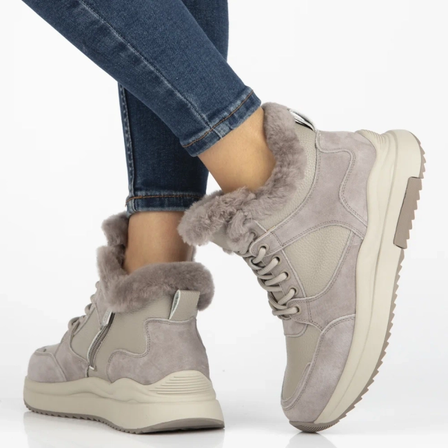 Skórzane botki na platformie Filippo DBT7240/25 BE beżowe