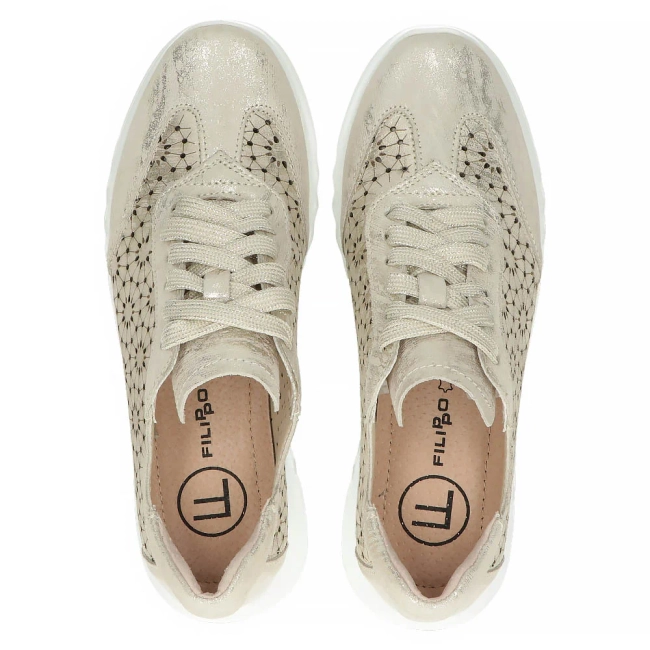 Skórzane sneakersy Filippo DP4690/24 GO złote