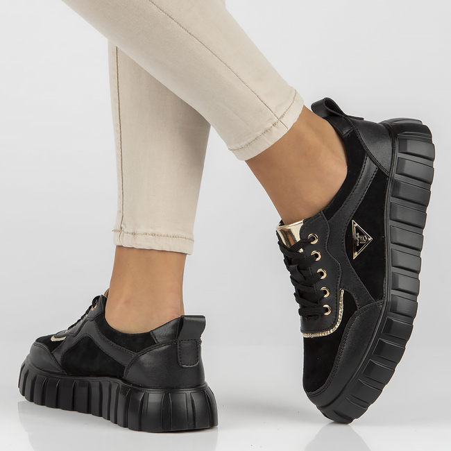 Skórzane sneakersy Filippo DP4533/23 BK czarne