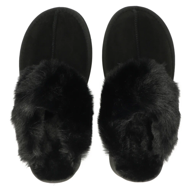 Fur slippers ZH-206 black