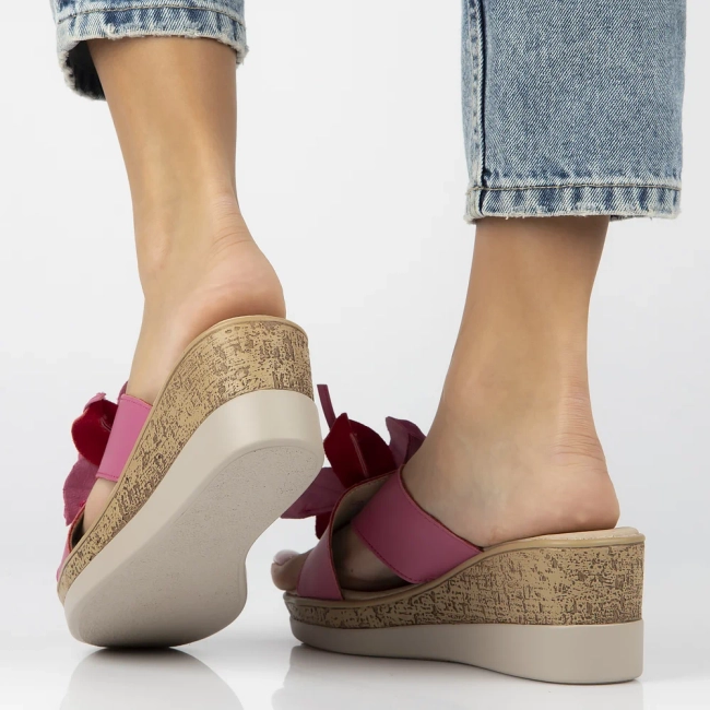 Skórzane klapki Filippo DK7039/25 FH fuksja