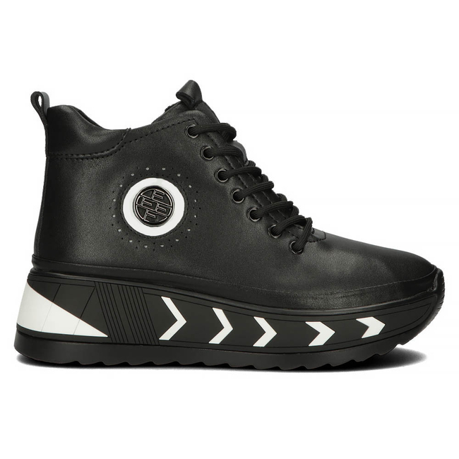 Skórzane botki na platformie Filippo DBT4214/22 BK WH czarne