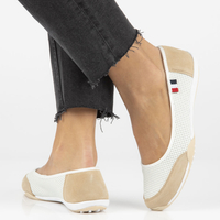 Skórzane baleriny Filippo DP142/23 WH BE biało-beżowe