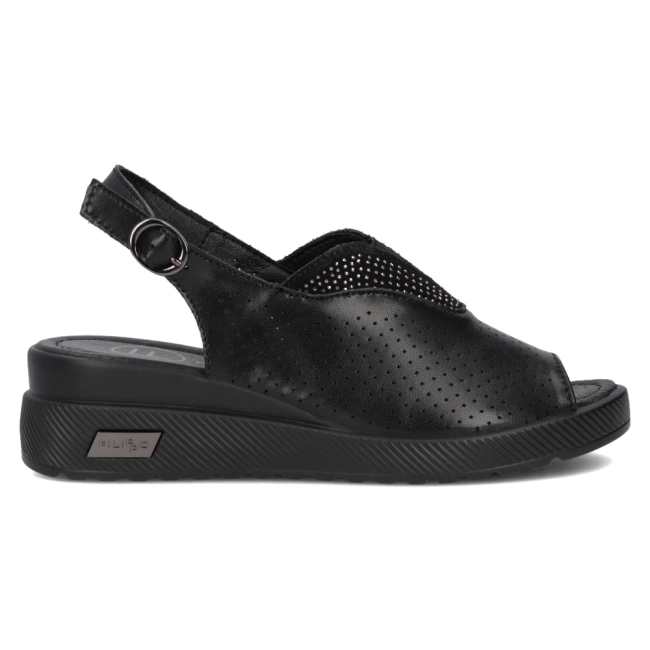 Skórzane sandały na platformie Filippo DS6145/24 BK czarne