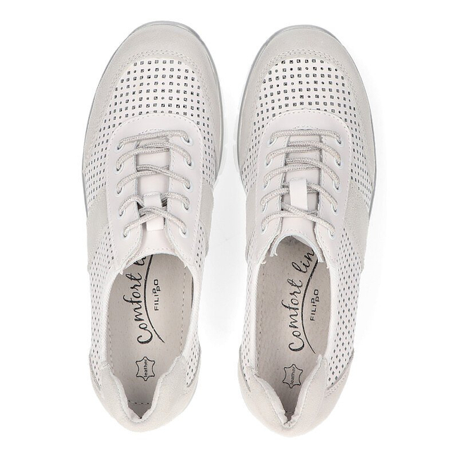 Leather shoes Filippo DP028/21 WH white lace-up