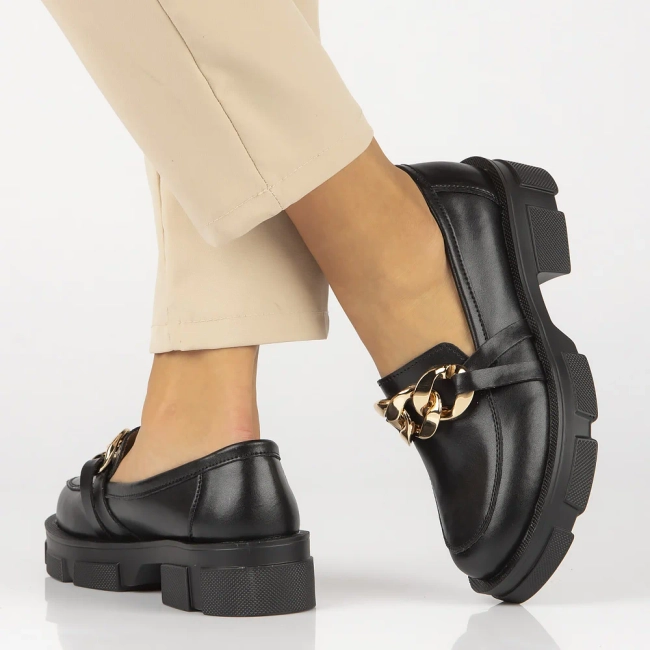 Skórzane półbuty na platformie Filippo DP3221/24 BK czarne