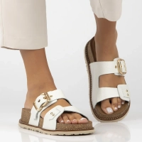 Leather flip-flops Yokono OCA-252 OPAK HIELO white