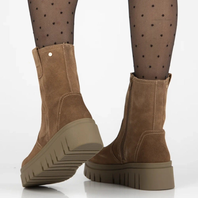 Skórzane botki na platformie Filippo DBT7262/25 CA brązowe