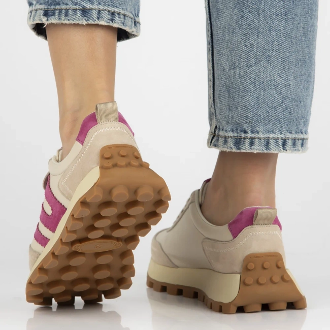 Skórzane sneakersy Filippo DP6743/25 BE FH beżowo różowe