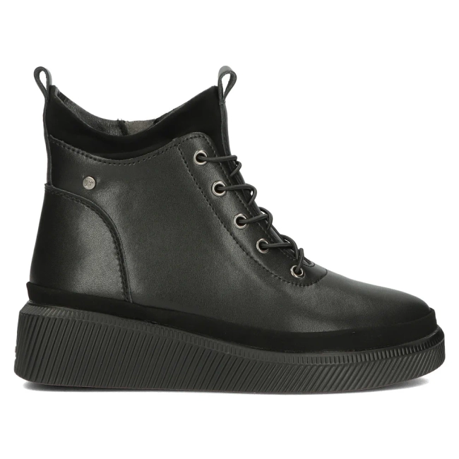 Skórzane botki na platformie Filippo DBT4799/23 BK czarne