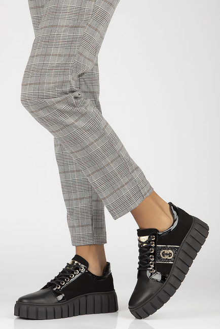 Skórzane półbuty na platformie Filippo 200 czarne