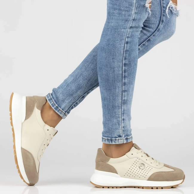 Skórzane sneakersy Filippo DP6732/25 BE beżowe