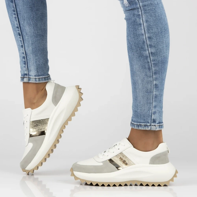 Leather Sneakers Filippo DP6773/25 WH GR white-grey