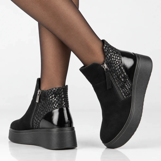 Leather platform ankle boots Filippo DBT8077/26 BK black