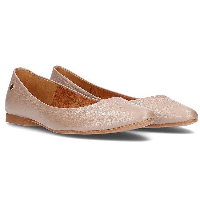 Skórzane baleriny Filippo 04100 beżowe