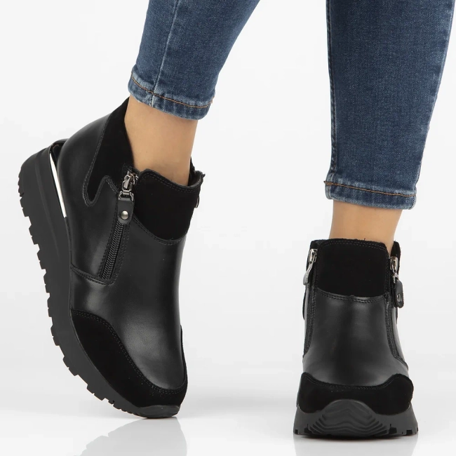 Leather ankle boots DBT6348/24 BK black