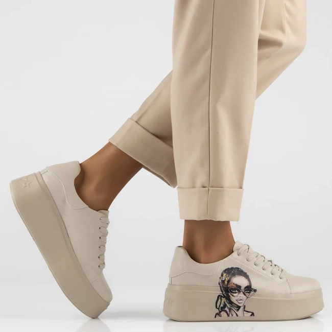 Leather sneakers Filippo DP6207/24 BE beige