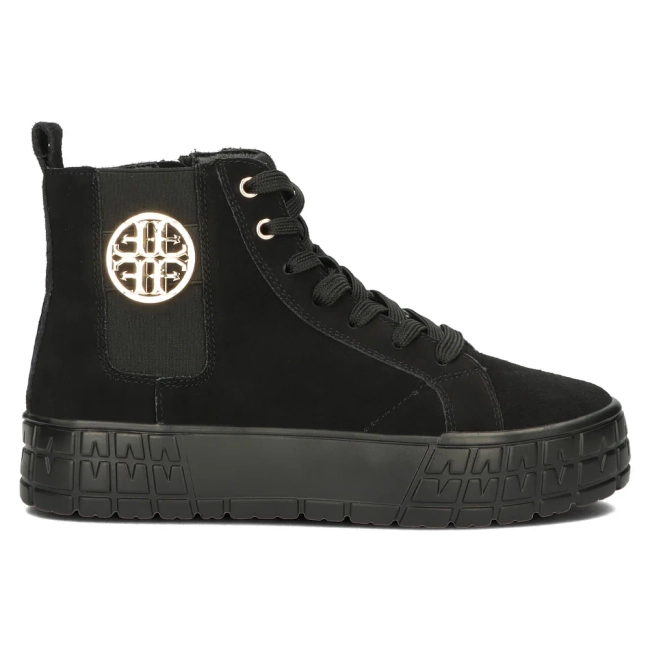 Skórzane botki na platformie Filippo DBT4715/23 BK czarne