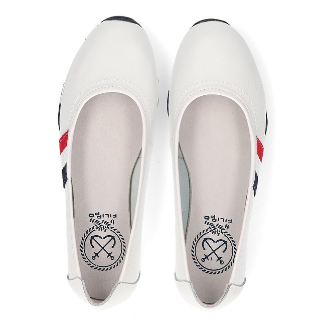 Skórzane baleriny Filippo DP2063/21 WH białe