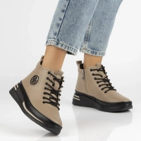 Skórzane botki na platformie Filippo DBT4215/25 TP taupe