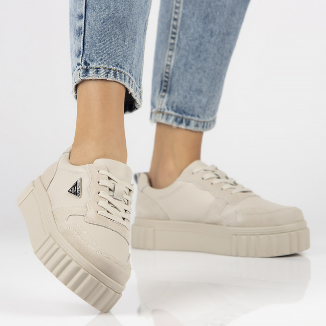 Skórzane Sneakersy Filippo DP4913/23 BE beżowe