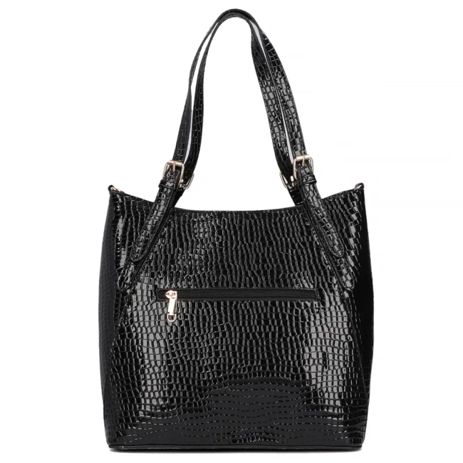Black shopper bag black croco
