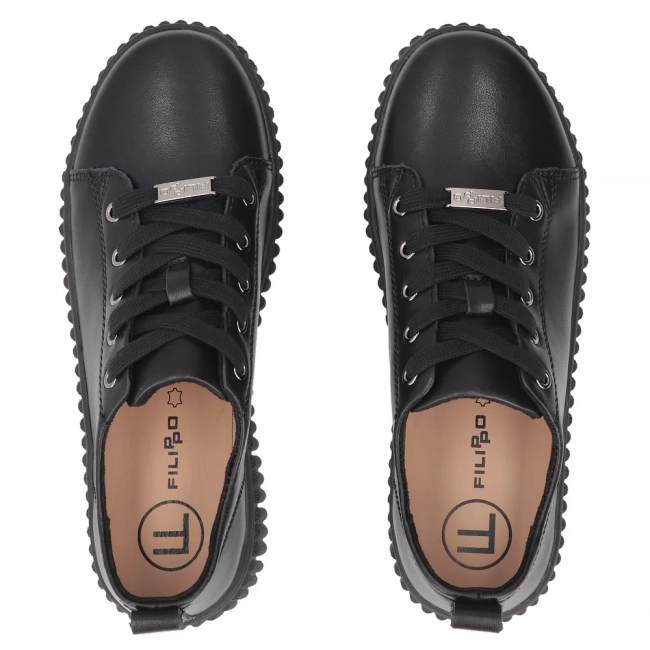 Skórzane sneakersy Filippo DP8337/26 BK czarne