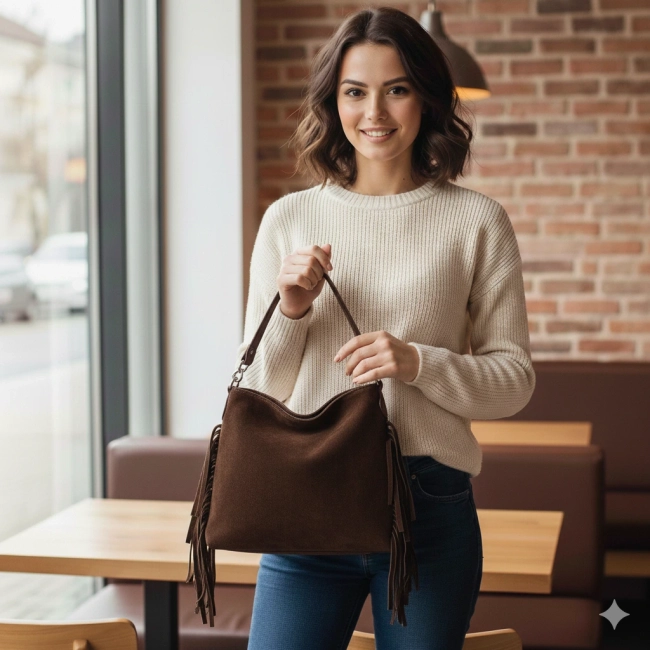 Leather handbag Toscanio G98 brown