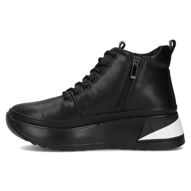Leather ankle boots DBT4214/24 BK WH black