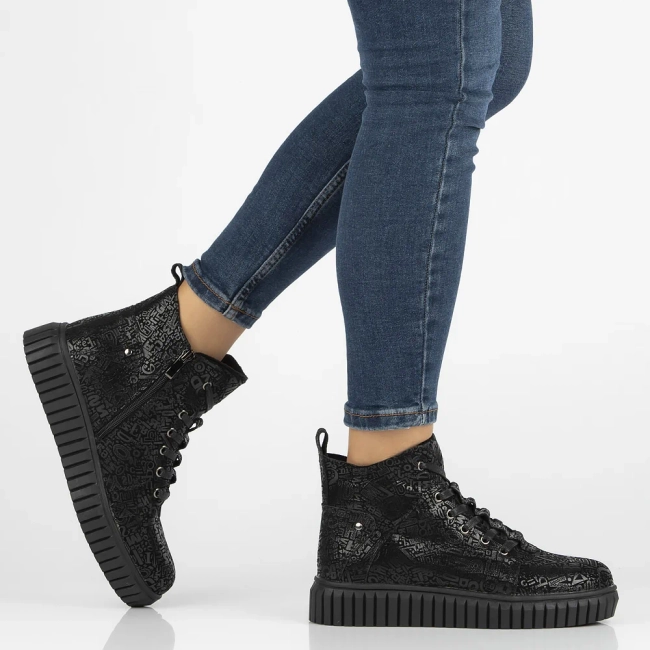 Leather ankle boots DBT6368/24 BK PT black