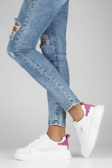 Skórzane Sneakersy Filippo DP4580/24 WH białe