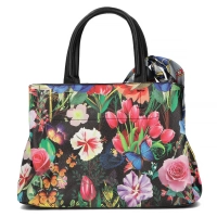 Messenger bag black flower elegance