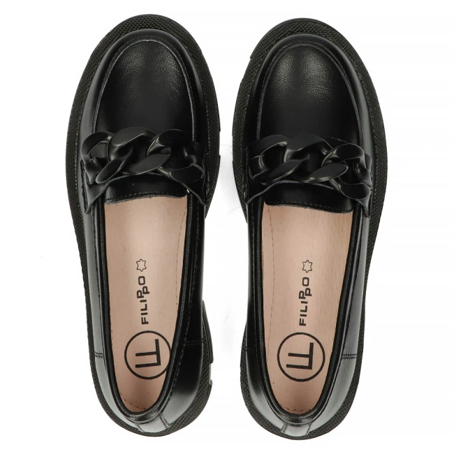 Skórzane półbuty na platformie Filippo DP3221/24 BK BK czarne